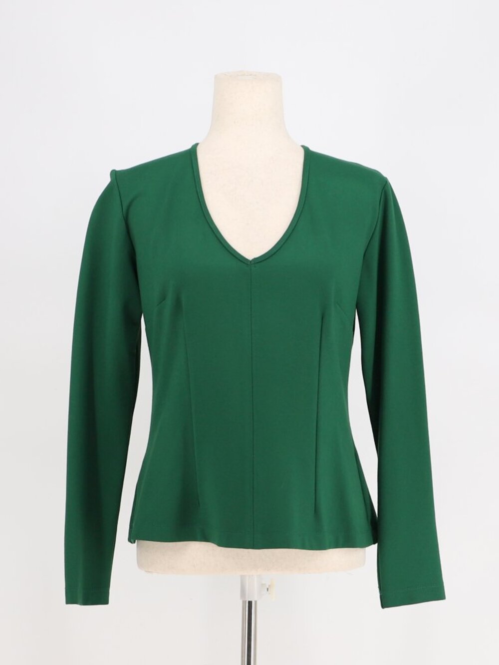 CHLOE KRISTYN Veronica Ponte Top Long Sleeve V Neck Green Size M